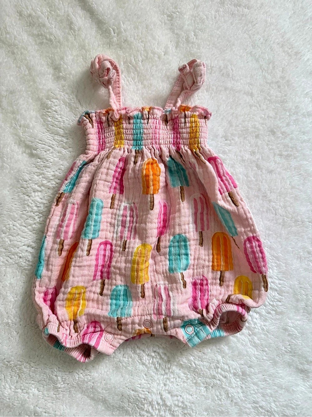mud pie Baby Romper Pink & Multicolor 0-3M Like New
